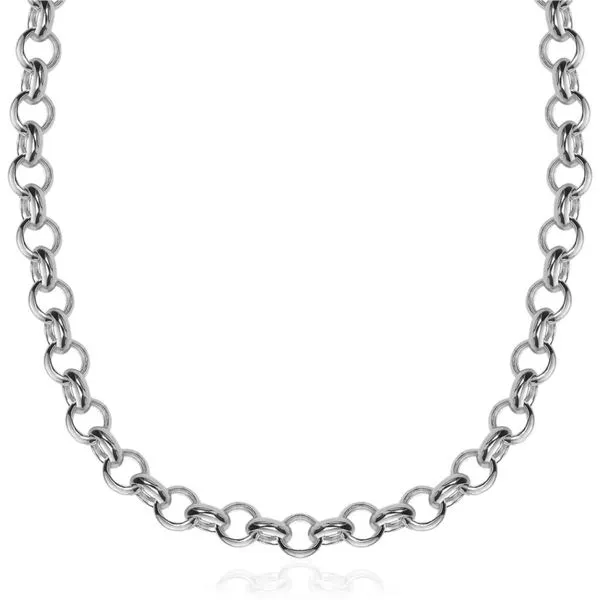 Rhodium Sterling Silver Rolo Chain Length 18