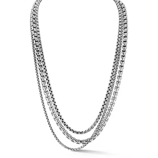 JAI  Triple Strand Box Chain Necklace, Sterling Silver, 16