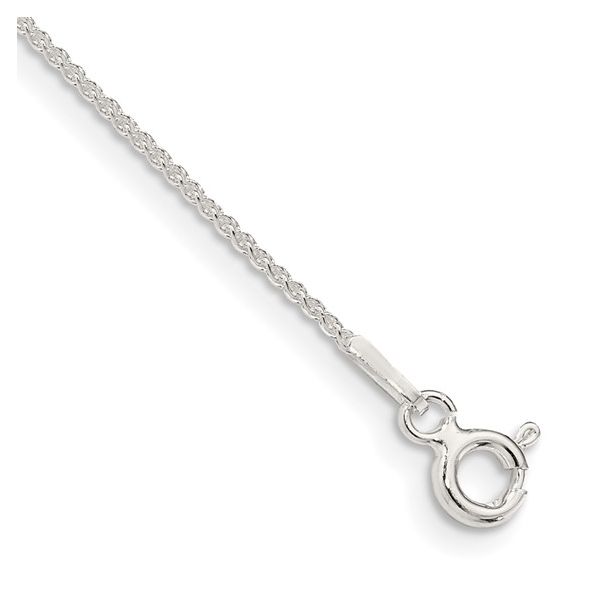 QUALITY GOLD  Round Spiga Chain, Sterling Silver, Rhodium, 1MM, 16