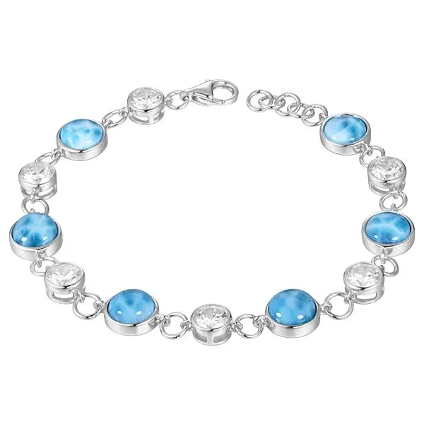 ALAMEA  Larimar and CZ Bracelet, Sterling Silver, Rhodium, 7