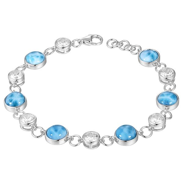 ALAMEA  Larimar and CZ Bracelet, Sterling Silver, Rhodium, 7