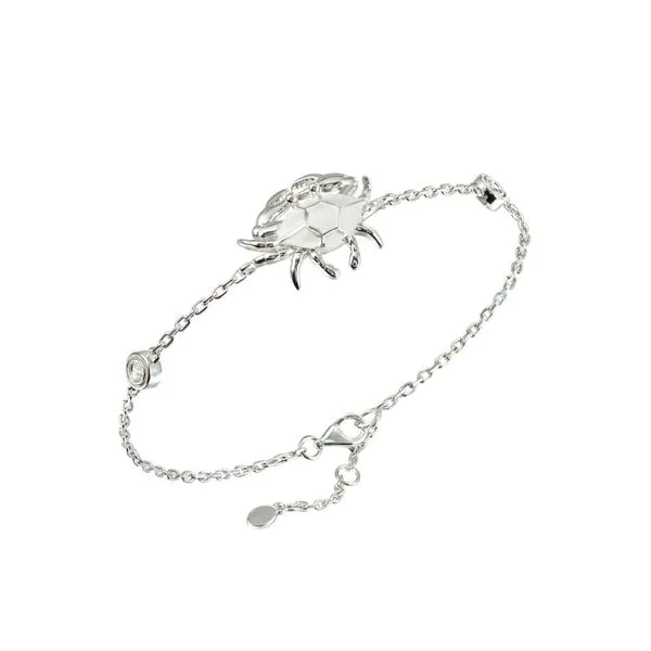 ALAMEA  Blue Crab Station Bracelet, Sterling Silver, Rhodium, CZ, 7.5