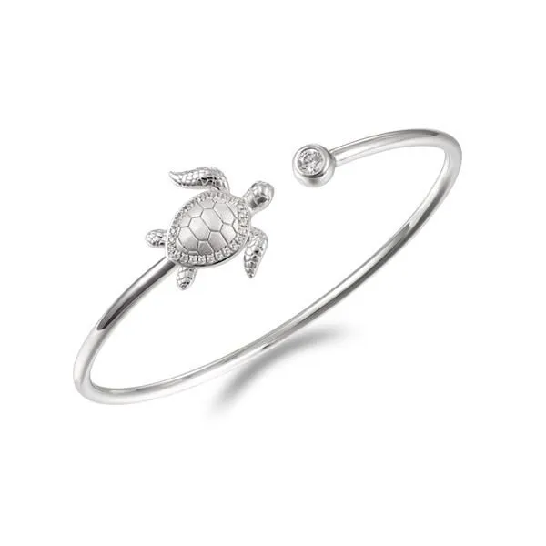 ALAMEA  CZ Turtle Cuff, Sterling Silver, Rhodium, Cubic Zirconia, Large, 7.5