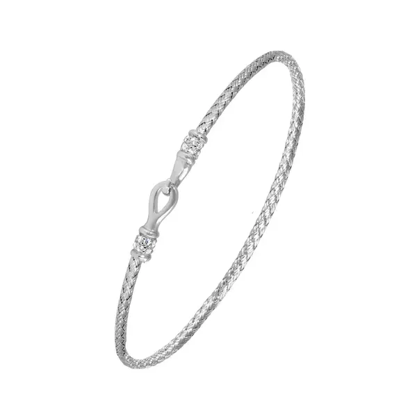 CHARLES GARNIER  Woven CZ Bridle Hook Cuff Bracelet, Sterling Silver, Rhodium, 2MM  MLB8517WZ Barnes Jewelers Goldsboro, NC