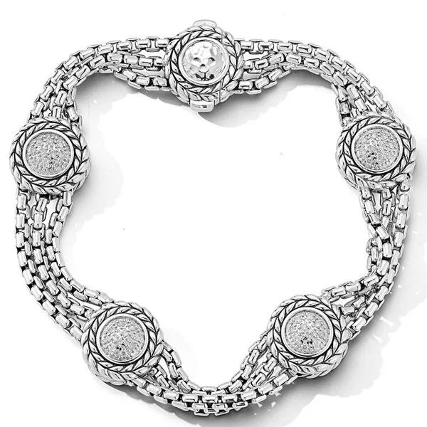 JAI  Multi-Strand Round Diamond Disk Station Bracelet, Sterling Silver, Medium, 7.75