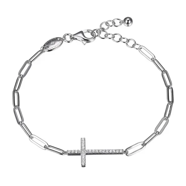 CHARLES GARNIER  Paperclip Cross Bracelet, Sterling Silver, Rhodium, 8