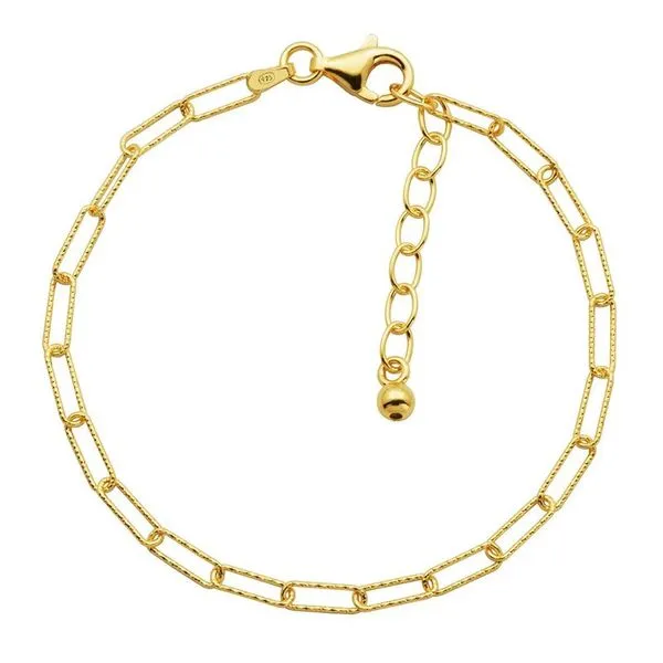 CHARLES GARNIER  Paperclip Bracelet, Sterling Silver, 18KT Yellow Gold Plated, 8