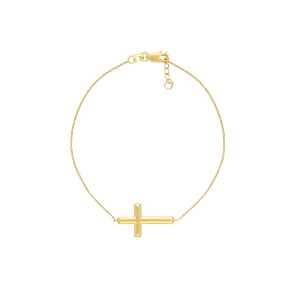 Small East-West Cross Bracelet | Gold Plated Sterling Silver | Barnes Jewelers Goldsboro NC Barnes Jewelers Goldsboro, NC