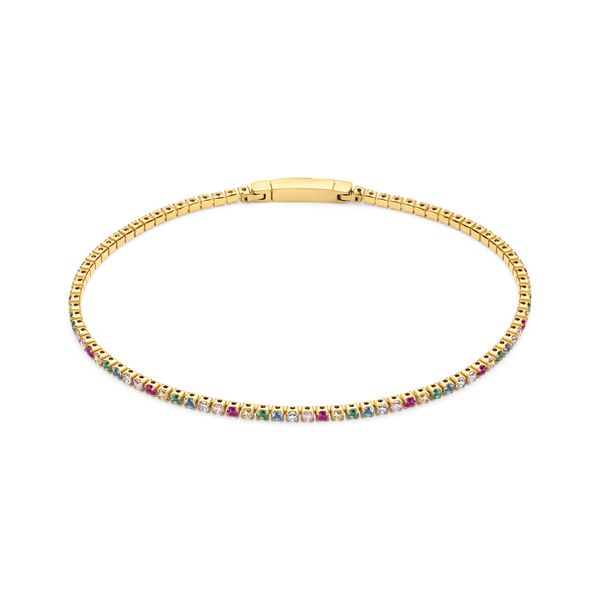 Sif Jakobs “Ellera” Multi-Colored CZ Tennis Bracelet | 18KT Gold Plated Sterling Silver | Barnes Jewelers Goldsboro NC Barnes Jewelers Goldsboro, NC