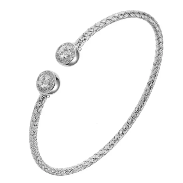 Charles Garnier CZ Halo Cuff Bracelet | Rhodium-Plated Sterling Silver | Barnes Jewelers Goldsboro NC Barnes Jewelers Goldsboro, NC