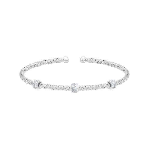 Charles Garnier CZ Station Cuff Bracelet | Rhodium-Plated Sterling Silver | Barnes Jewelers Goldsboro NC Barnes Jewelers Goldsboro, NC