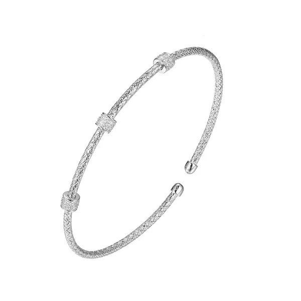 Charles Garnier CZ Station Cuff Bracelet | Rhodium-Plated Sterling Silver | Barnes Jewelers Goldsboro NC Barnes Jewelers Goldsboro, NC