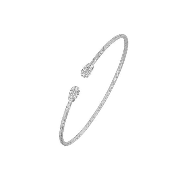 Charles Garnier Pavé CZ Ended Cuff Bracelet | Rhodium-Plated Sterling Silver | Barnes Jewelers Goldsboro NC Barnes Jewelers Goldsboro, NC