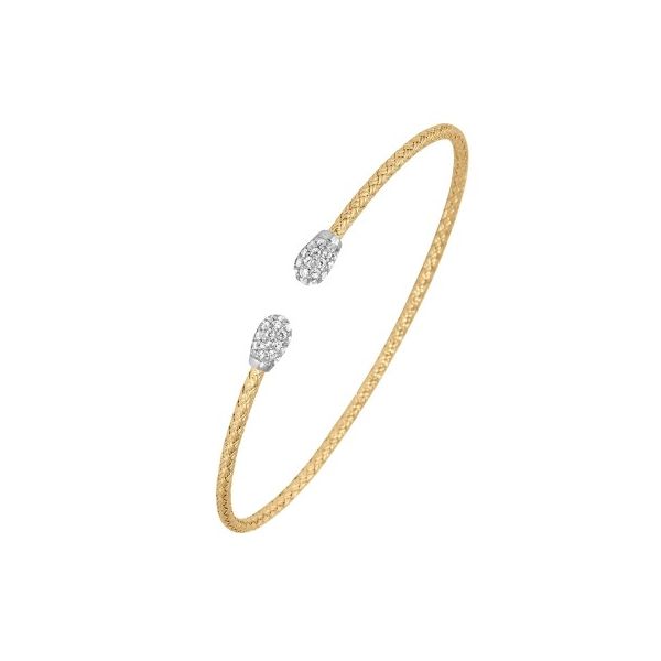 Charles Garnier Pavé CZ Ended Cuff Bracelet | Sterling Silver & 18KT Gold Plated | Barnes Jewelers Goldsboro NC Barnes Jewelers Goldsboro, NC