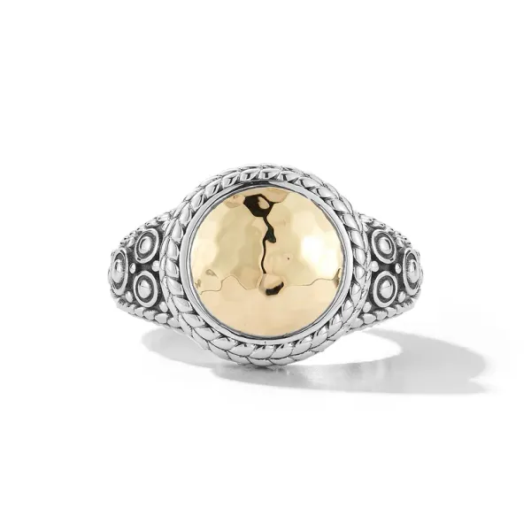JAI Kalahari Hammered Disc Ring | Sterling Silver & 14KT Yellow Gold | Barnes Jewelers Goldsboro NC Barnes Jewelers Goldsboro, NC