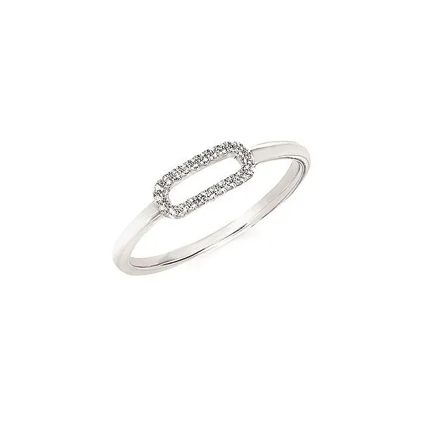 OSTBYE  Paperclip Diamond Ring, Sterling Silver, Rhodium, 0.07CTTW Round, Size 6.5  SC22F04 Barnes Jewelers Goldsboro, NC