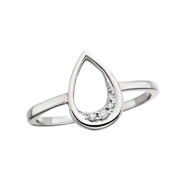 BERCO  Teardrop Diamond Ring, Sterling silver, Rhodium, 0.04CTTW Round, Size 7  SSA2206D Barnes Jewelers Goldsboro, NC