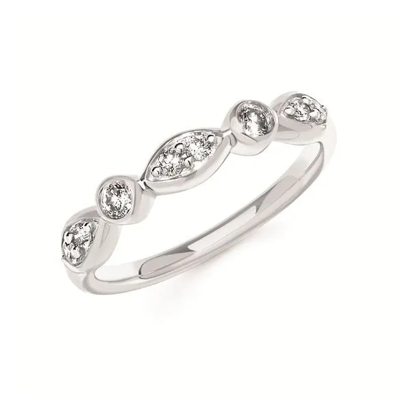 OSTBYE  Alternating Round and Marquise Shaped Diamond Stackable Band, Sterling Silver, 0.25CTTW Round, Size 7  SC23F32 Barnes Jewelers Goldsboro, NC
