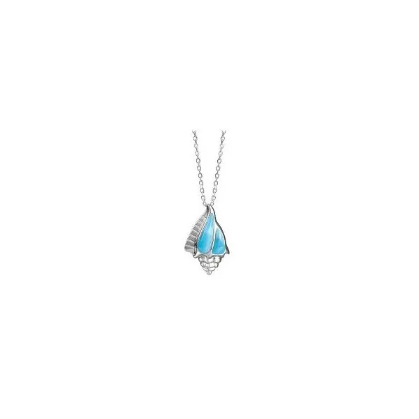 ALAMEA  Larimar Conch Shell Pendant, Sterling Silver, Rhodium  617-81-01 Barnes Jewelers Goldsboro, NC