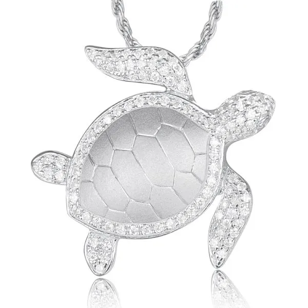 ALAMEA  Turtle Necklace, Sterling Silver, Rhodium, 18