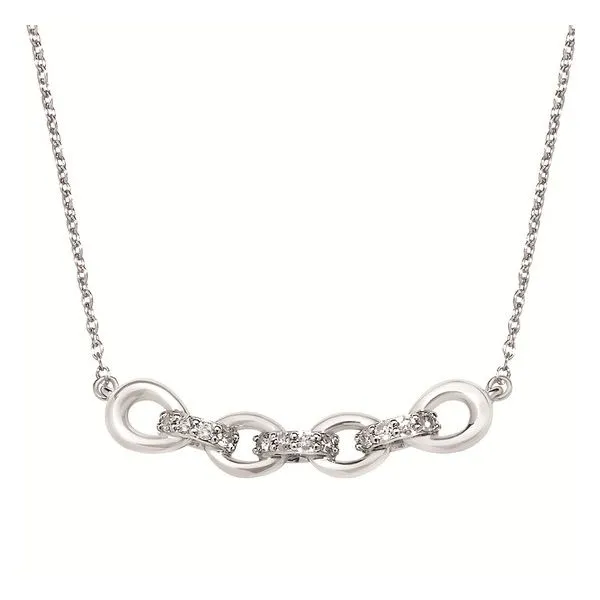 OSTBYE  Chain Link Diamond Bar Necklace, Sterling Silver, Rhodium, 0.10CTTW Round, 18