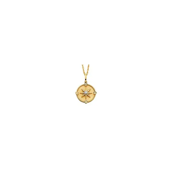 BERCO  Compass Necklace, Sterling Silver, Gold Vermeil, White Topaz, 18