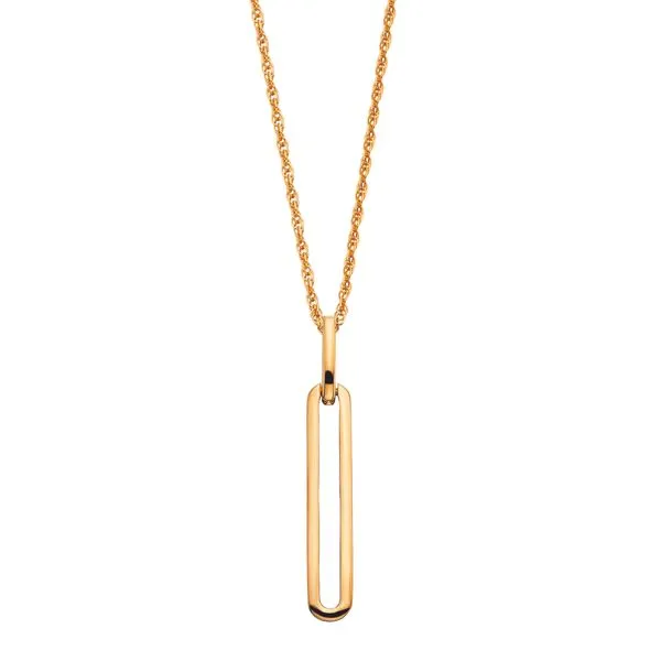 BERCO  Long Paperclip Dangle Necklace, Sterling Silver, Gold Vermeil, 18