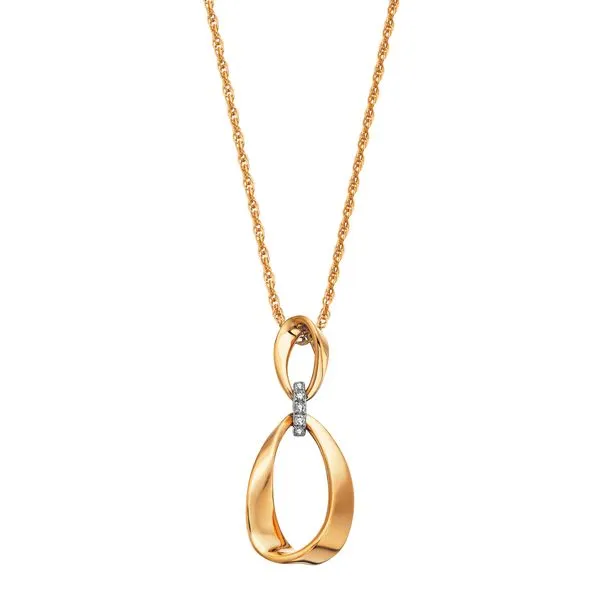 BERCO  Double Oval Diamond Drop Necklace, Sterling Silver, Gold Vermeil, 0.03CTTW Round Diamonds, 18