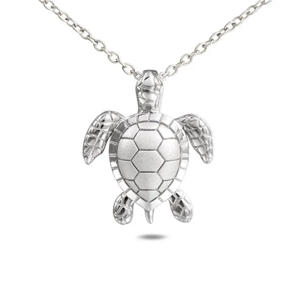 ALAMEA  Turtle Necklace, Sterling Silver, Rhodium, 18