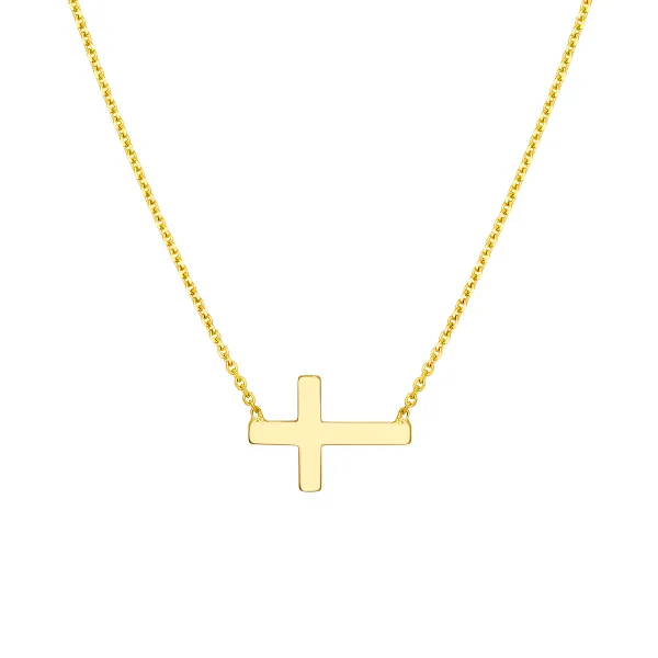 Mini East-West Cross Necklace | Gold Plated Sterling Silver | Barnes Jewelers Goldsboro NC Barnes Jewelers Goldsboro, NC