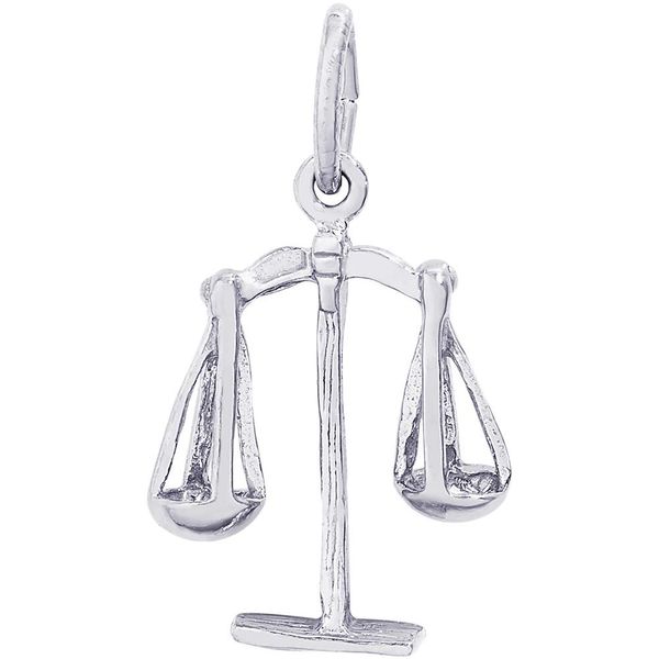 Rhodium Sterling Silver 3-D Scales Of Justice Charm/pendant, Polished, 0.60