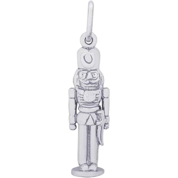 Rhodium Sterling Silver Nutcracker soldier  3-D Charm  0.90