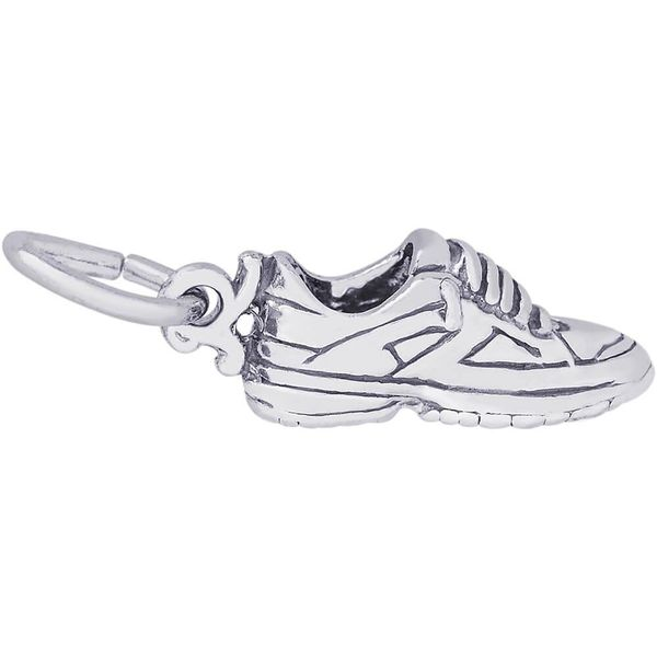 Rhodium Sterling Silver 3-D Sneaker Charm/Pendant.   .33