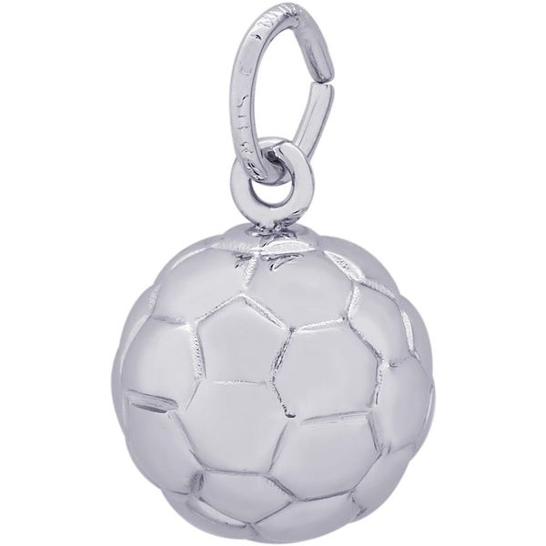 Rhodium Sterling Silver 3-D Soccer Ball  Charm/Pendant. 0.46