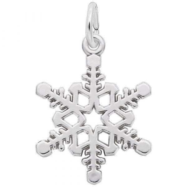 Rhodium Sterling Silver Snowflake Charm/pendant. Barnes Jewelers Goldsboro, NC
