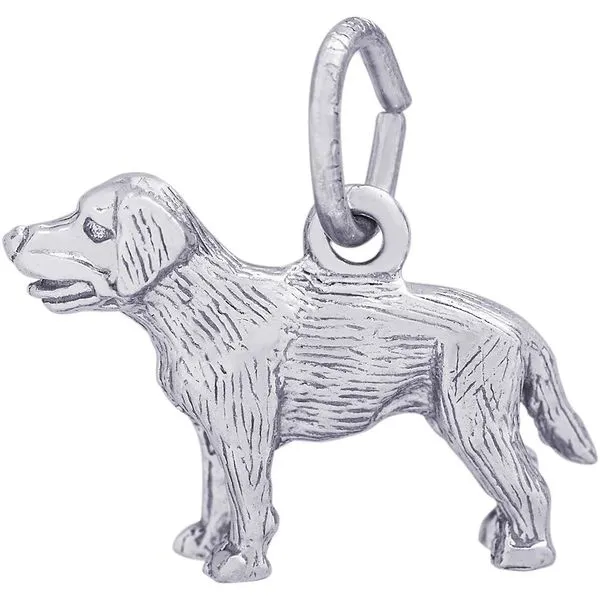 Rhodium Sterling Silver Labrador Dog 3-D Charm/Pendant. H 0.59
