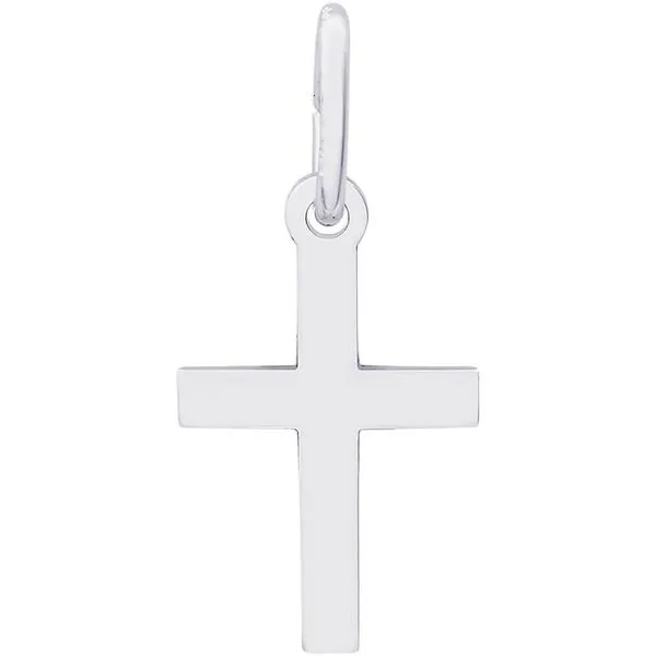 Rhodium Sterling Silver Plain Polished Cross Charm/pendant. 0.53