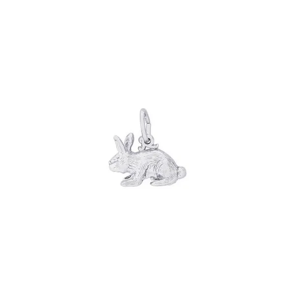 Rhodium Sterling Silver 3-D Bunny Rabbit Charm/pendant. H 0.43