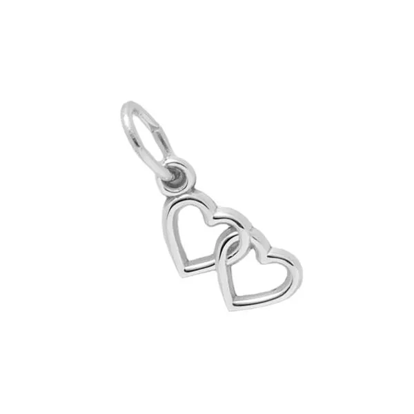 Rhodium Sterling Silver Double Hearts Charm Barnes Jewelers Goldsboro, NC