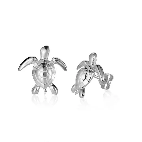 ALAMEA  CZ Turtle Stud Earrings, Sterling Silver, Rhodium, Cubic Zirconia  250-12-11 Barnes Jewelers Goldsboro, NC