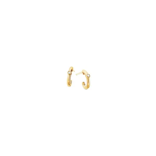 BERCO  Bezel Diamond Huggie Half Hoop Earrings, Sterling Silver, Gold Vermeil, 0.02CTTW Round  SSA2015D Barnes Jewelers Goldsboro, NC