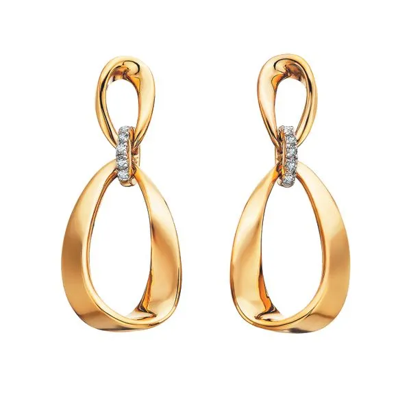 BERCO  Double Oval Diamond Drop Earrings, Sterling Silver, Gold Vermeil, 0.05CTTW Round Diamonds  SSA2303D Barnes Jewelers Goldsboro, NC