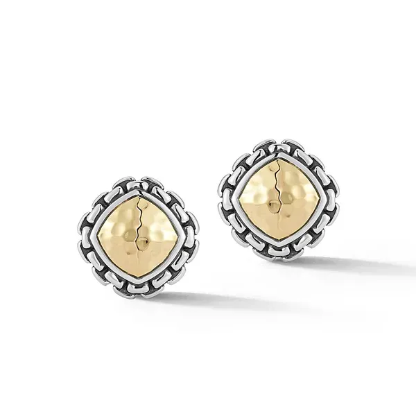 JAI  Hammered Cushion Stud Earrings, Sterling Silver and 14KT Yellow Gold, Leverback  JJH3015EG Barnes Jewelers Goldsboro, NC