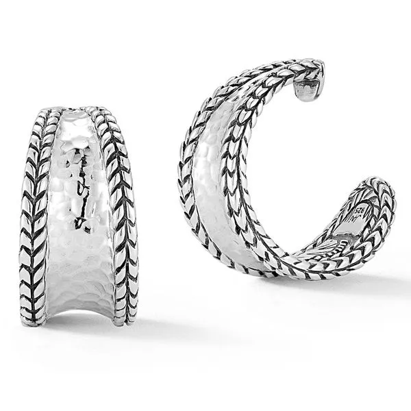 JAI  Concave Hammered Hoop Earrings, Sterling Silver, 3/4 Hoop  JJH3024E Barnes Jewelers Goldsboro, NC