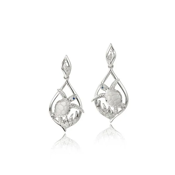 ALAMEA  Teardrop Turtle Dangle Earrings, Sterling Silver, Rhodium, Cubic Zirconia  1024-12-01 Barnes Jewelers Goldsboro, NC