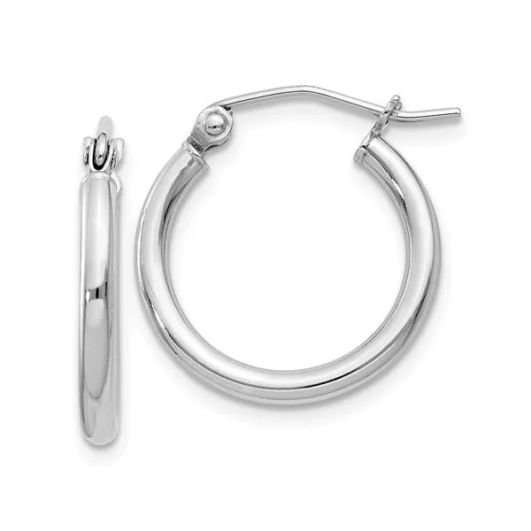 QUALITY GOLD  Tube Hoop Earrings, Sterling Silver, Rhodium, 2MM X 17MM  QE4376 Barnes Jewelers Goldsboro, NC