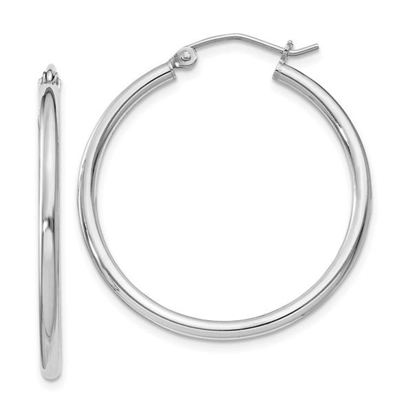 QUALITY GOLD  Tube Hoop Earrings, Sterling Silver, 2MM X 30MM  QE802 Barnes Jewelers Goldsboro, NC