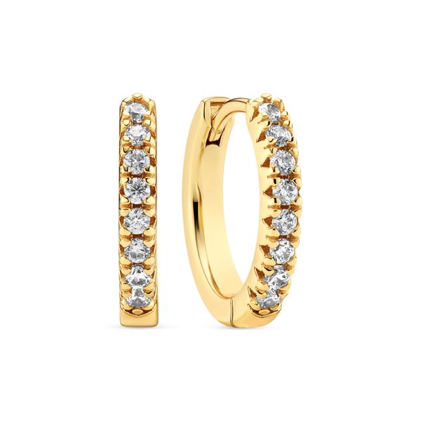Sif Jakobs “Ellera” Medio CZ Huggie Hoop Earrings | 18KT Gold Plated Sterling Silver | Barnes Jewelers Goldsboro NC Barnes Jewelers Goldsboro, NC