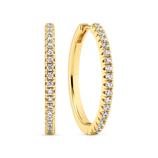 Sif Jakobs “Ellera” X-Grande CZ Hoop Earrings | 18KT Gold Plated Sterling Silver | Barnes Jewelers Goldsboro NC Barnes Jewelers Goldsboro, NC