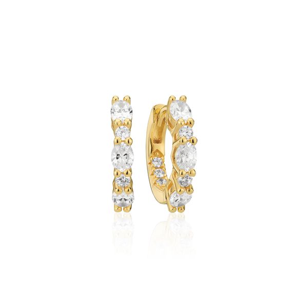 Sif Jakobs “Ellera” Ovale CZ Huggie Hoop Earrings | 18KT Gold Plated Sterling Silver | Barnes Jewelers Goldsboro NC Barnes Jewelers Goldsboro, NC